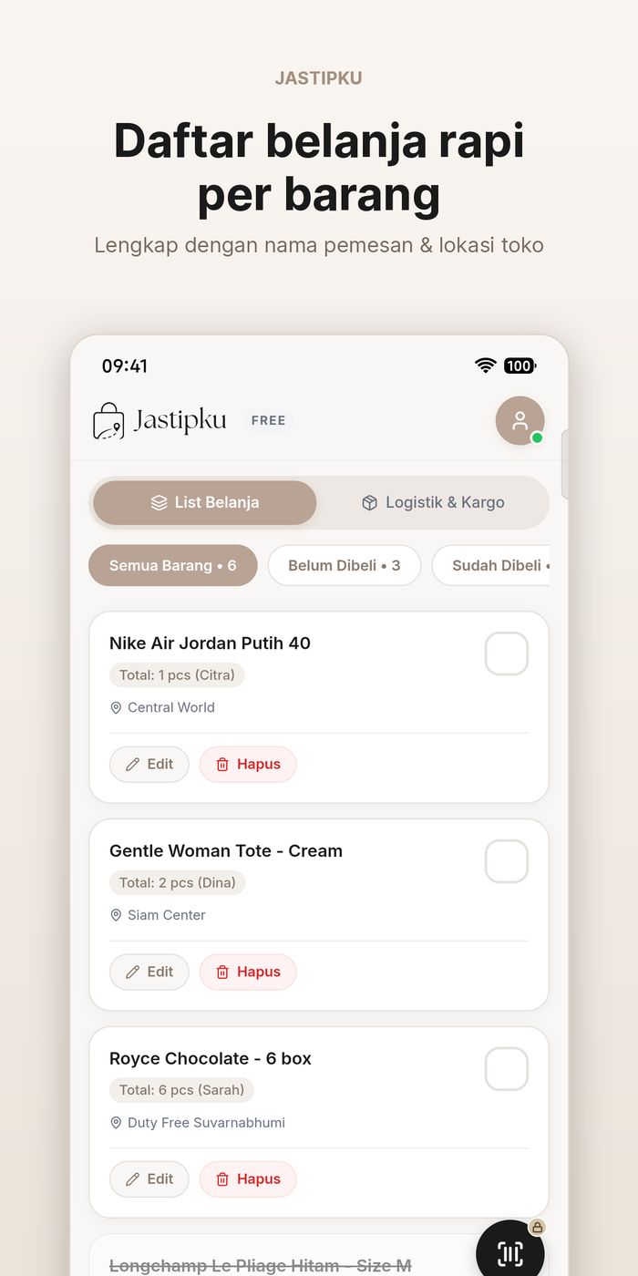 Liste d'achats de Jastipku